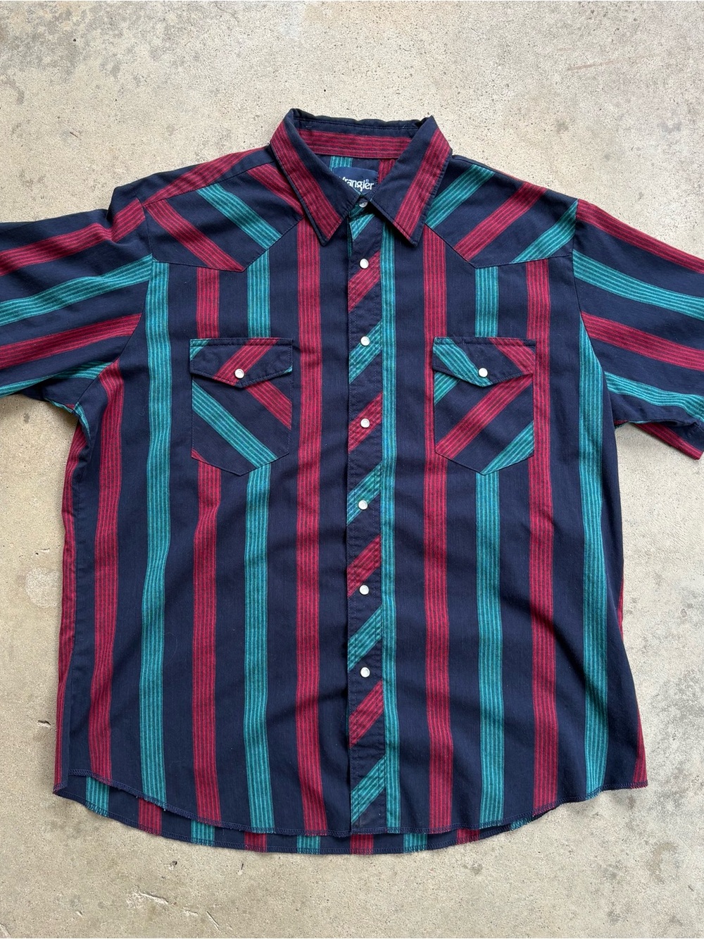 Wrangler Pearl Snap Western Short Sleeve Shirt Men's XL Striped